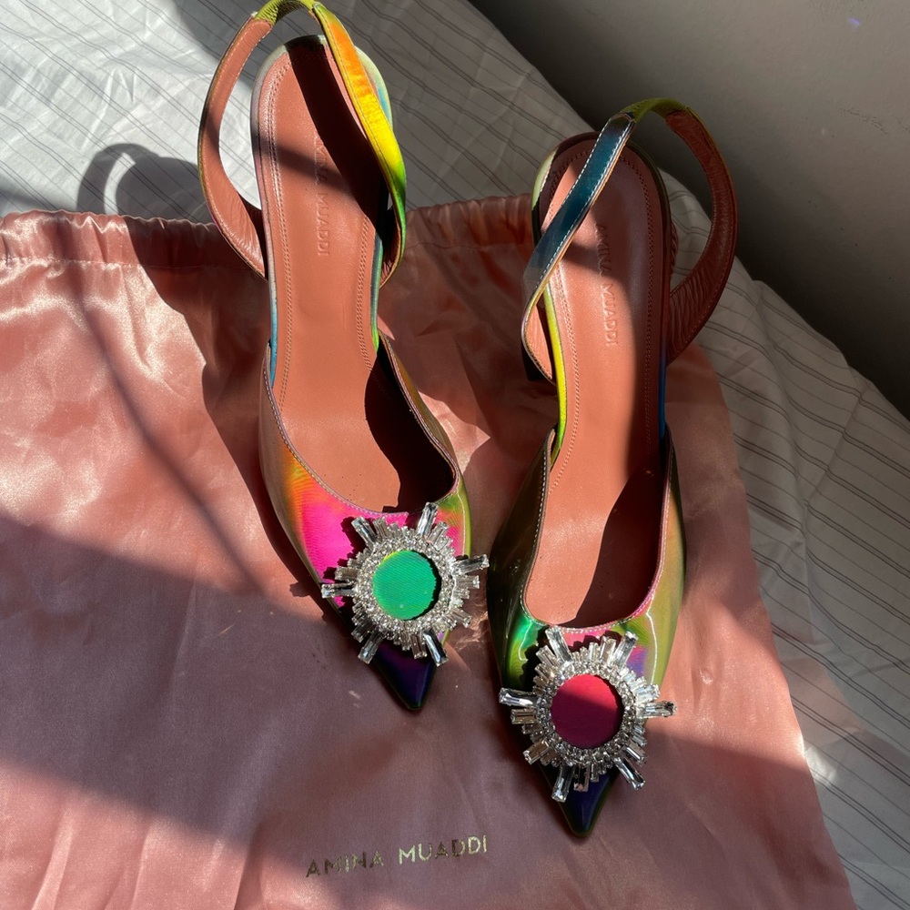 Amina Muaddi Begum Multicolor Embellished Heels